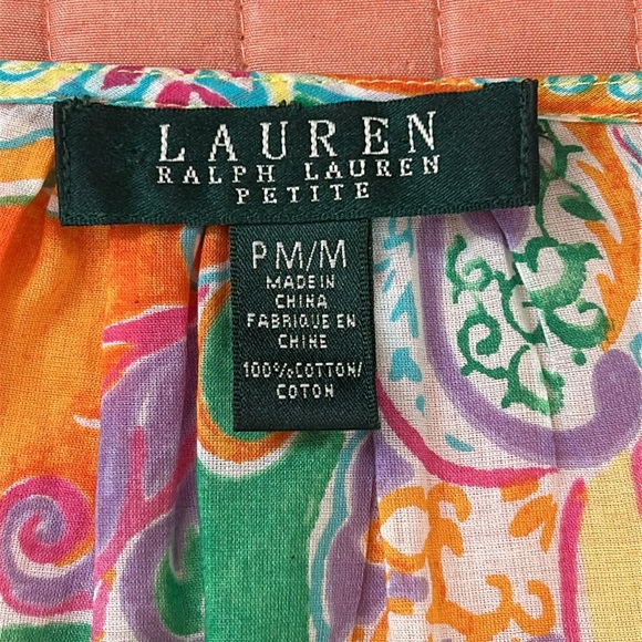 Lauren Ralph Lauren Bright Ruffled Paisley Blouse, size Medium Petite - Picture 6 of 13
